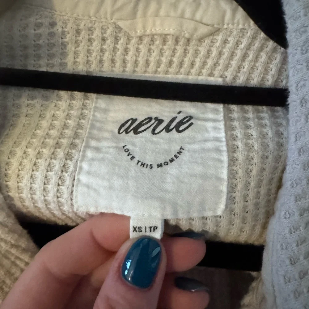 Aerie Cream Waffle Knit Top - Picture 2 of 4